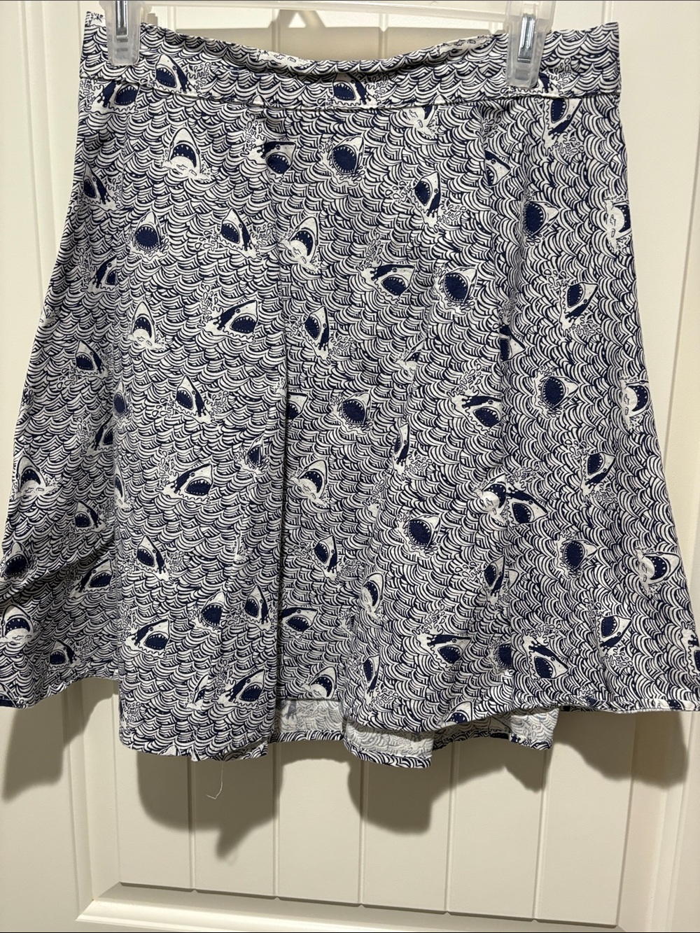 Retrolicious Navy and White Shark Wave Skater Skirt